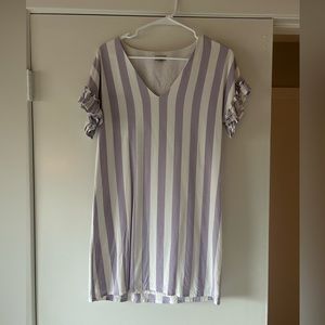 Cremieux White & Lilac striped Dress